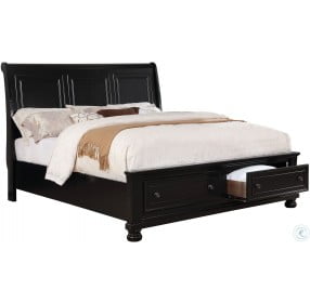 Castor Black Queen Sleigh Storage Bed
