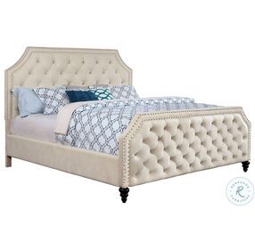 Claudine Beige California King Upholstered Panel Bed