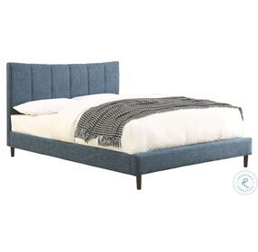 Ennis Dark Blue Upholstered Full Platform Bed