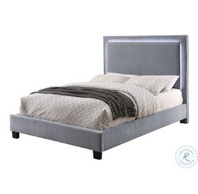 Erglow Gray Upholstered Twin Platform Bed