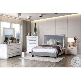 Erglow Gray Upholstered Platform Bedroom Set