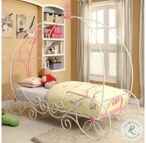 Enchant Pink And White Princess Carriage Twin Bed