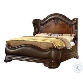 Arcturus Brown Cherry Queen Upholstered Panel Bed