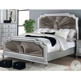 Aalok Silver And Warm Gray Queen Upholstered Panel Bed
