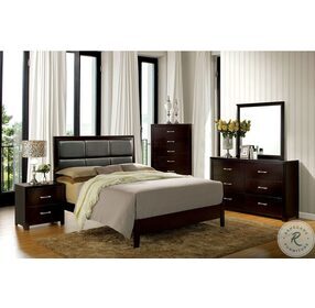 Janine Espresso Upholstered Panel Bedroom Set