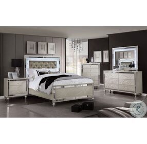 Manar Silver Upholstered Panel Bedroom Set