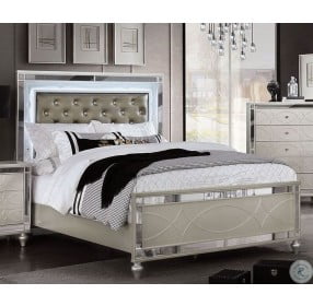 Manar Silver Upholstered Queen Panel Bed
