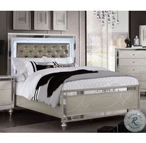 Manar Silver Upholstered Queen Panel Bed