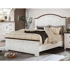 Alyson Distressed White And Walnut King Panel Bed