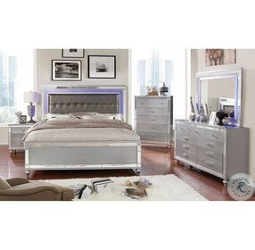 Brachium Silver Upholstered Panel Bedroom Set