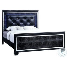 Bellanova Black Upholstered California King Panel Bed