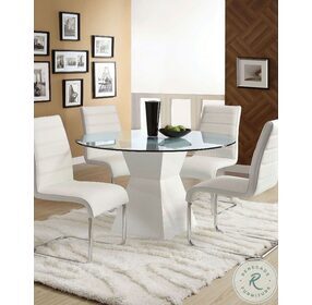 Mauna White Glass Top Round Dining Table