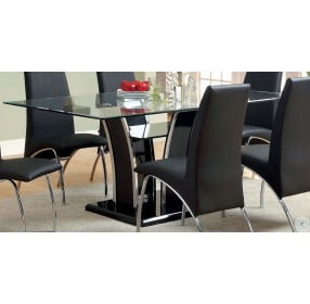 Glenview Black Glass Top Dining Table
