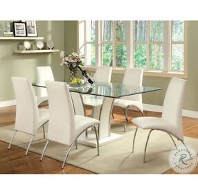 Glenview White Glass Top Dining Room Set