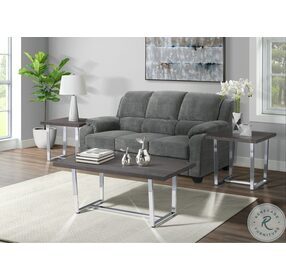 Nadine Oak And Chrome 3 Piece Occasional Table Set
