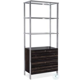 Ford Black Brown Ebony And Polished Stainless Steel Bookcase