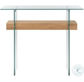 Kayley Glass And Natural Brown Shelf Console Table