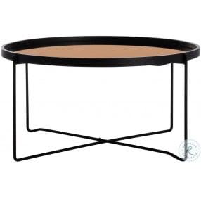 Ruby Rose Gold And Black Round Tray Top Cocktail Table