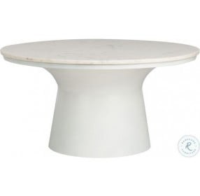 Mila White Marble And White Pedestal Cocktail Table