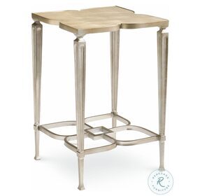 Lucky Charm Clover Taupe Silver Leaf 16" Side Table