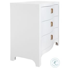 Cora White Textured Linen 3 Drawer Curved Front Chest