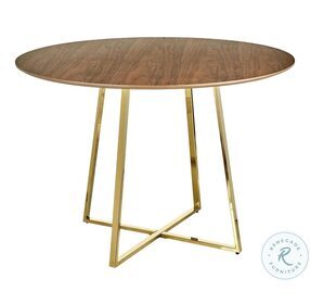 Cosmo Gold Metal And Walnut Wood 43" Dining Table