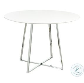 Cosmo Chrome Metal And White Wood Top 43" Dining Table