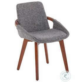 Cosmo Grey Noise Fabric And Walnut Bamboo Chair