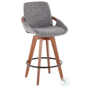 Cosmo Walnut Bamboo And Grey Noise Fabric Swivel Counter Height Stool