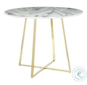 Cosmo Gold Metal And White Marble Top Dining Table