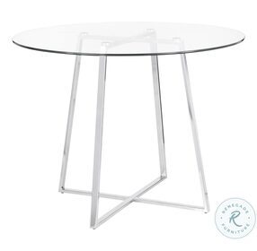 Cosmo Chrome Metal And Clear Tempered Glass Top Dining Table