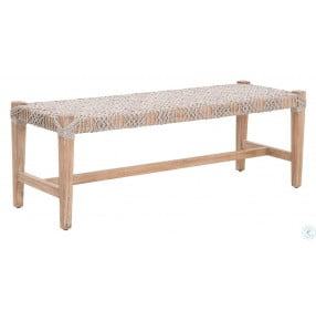 Costa Taupe White Flat Rope And Natural Gray Outdoor Bench