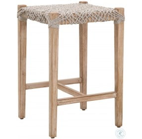 Costa Taupe White Flat Rope And Natural Gray Outdoor Counter Stool