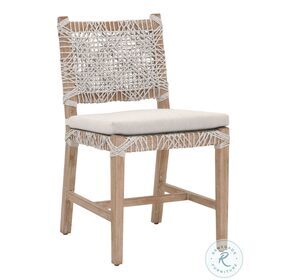 Costa Taupe White Flat Rope And Natural Gray Outdoor Dining Chair Set Of 2