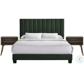 Colbie Emerald Upholstered Queen Platform Bed With Nightstands