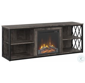 City Park Dark Gray Hickory 60" TV Stand With Electric Fireplace