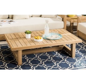 Montford Teak and Beige Outdoor Occasional Table Set