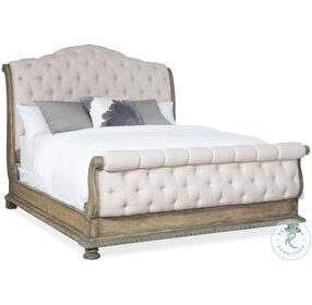 Castella Beige And Mid Tone Brown King Tufted upholstered Bed