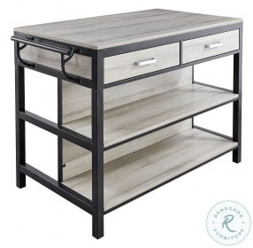 Carson Weathered Driftwood And Black Flash Silver Kitchen Island