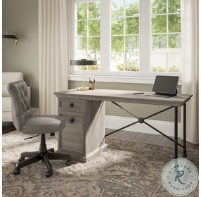Coliseum Driftwood Gray 60" Single Ped Desk with Chair