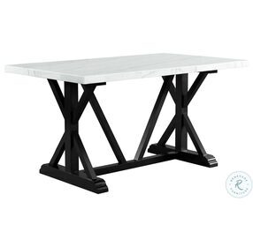 Stratton White Marble And Brown Counter Height Dining Table