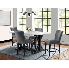 Stratton White And Brown 70" Counter Height Dining Room Set