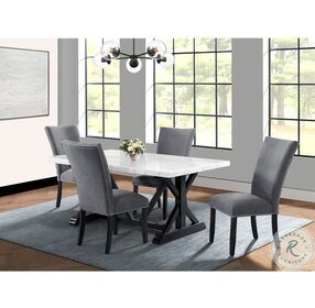 Stratton White Marble And Brown Dining Room Set