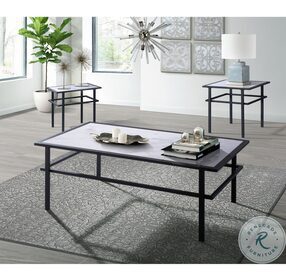 Saint White And Black 3 Piece Occasional Table Set