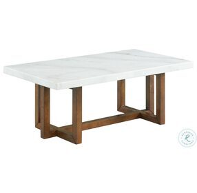 Meyers White Marble And Brown Rectangular Coffee Table