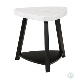 Lena White Marble And Black End Table