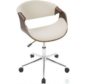 Curvo Walnut And Cream Office Chair