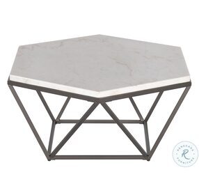 Corvus White Marble And Coffee Cocktail Table