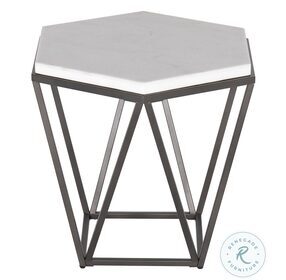 Corvus White Marble And Coffee End Table