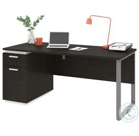 Aquarius Deep Grey And White 66" Desk With Single Pedestal